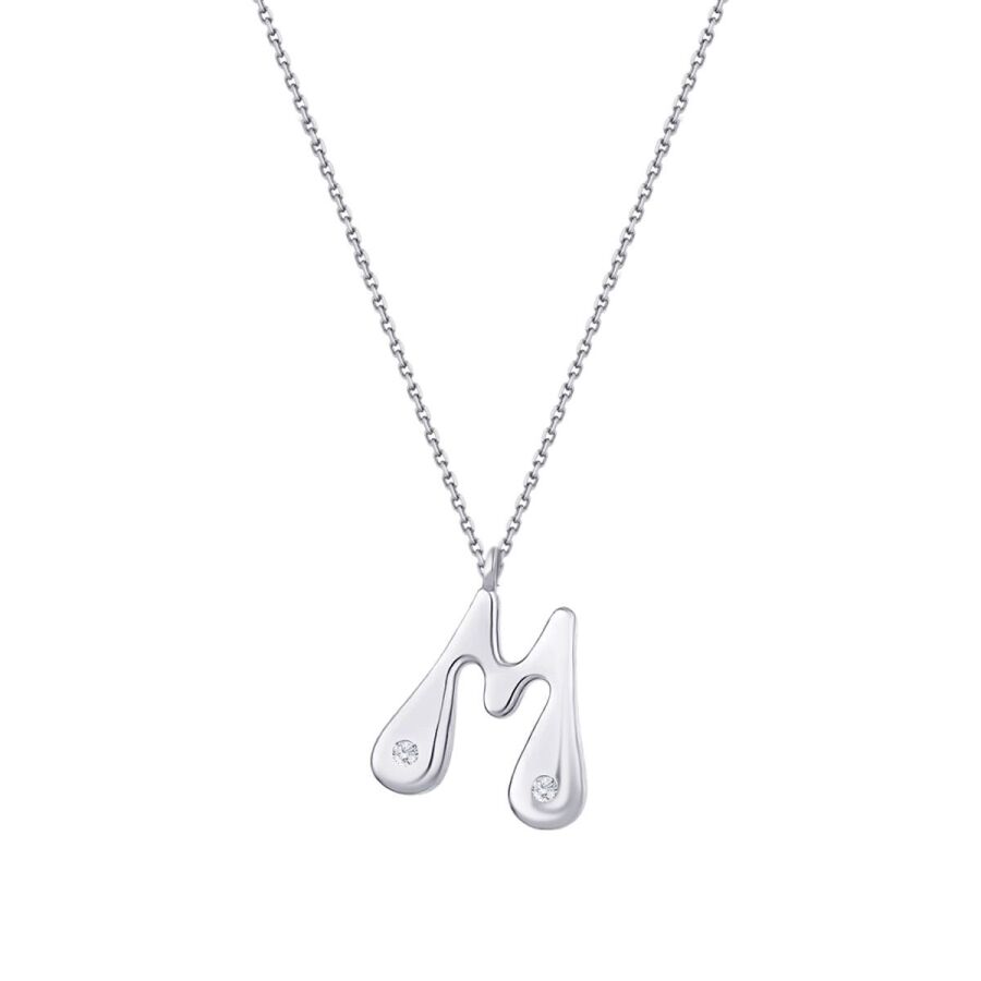 0,04 Carat Diamond M Letter Necklace