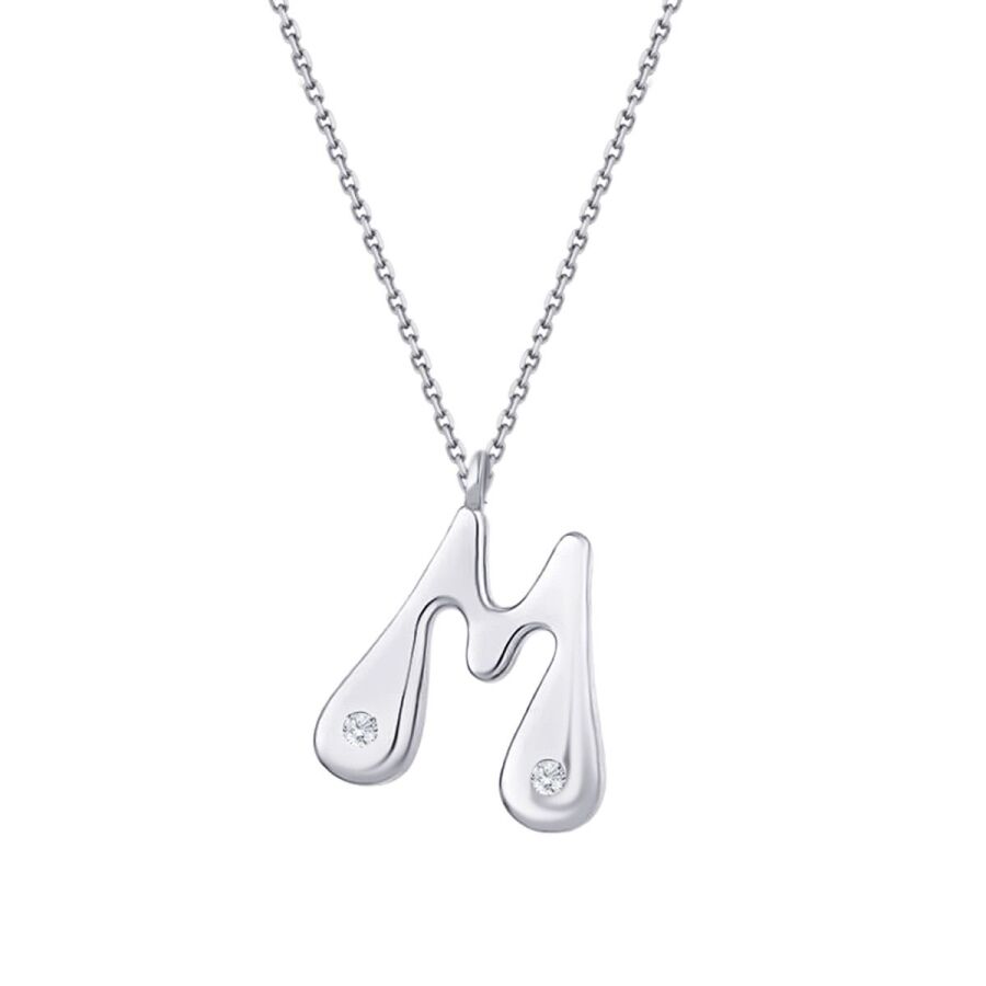 0,04 Carat Diamond M Letter Necklace