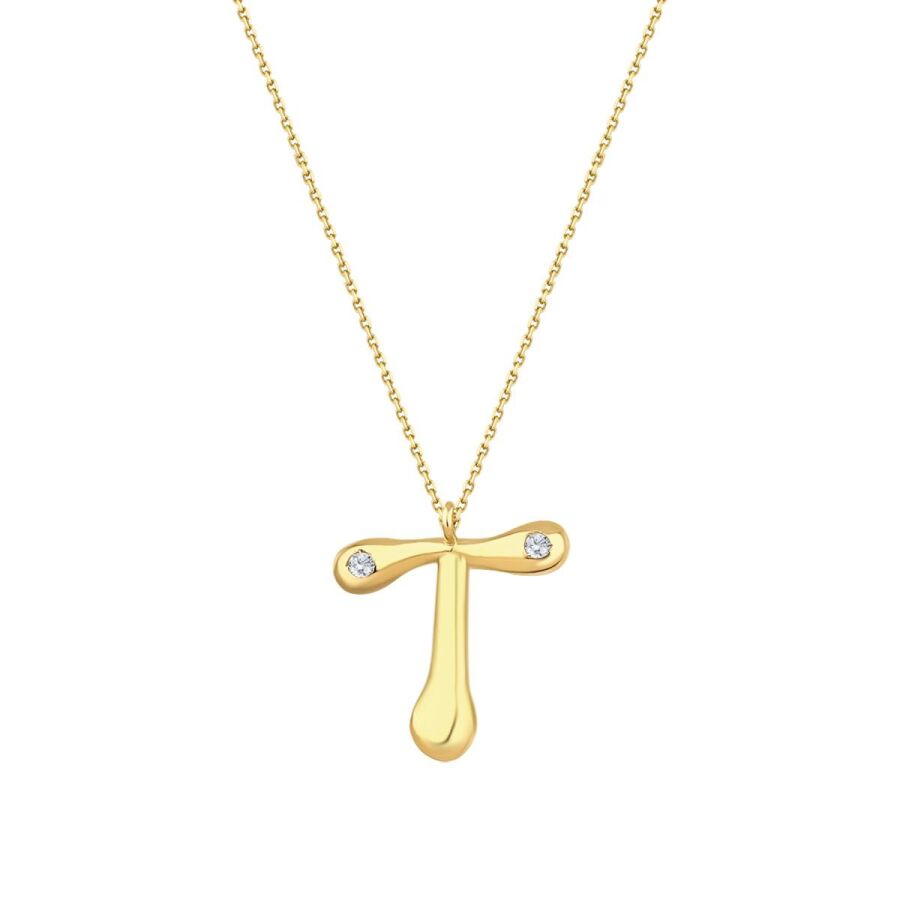 0,04 Carat Diamond T Letter Necklace