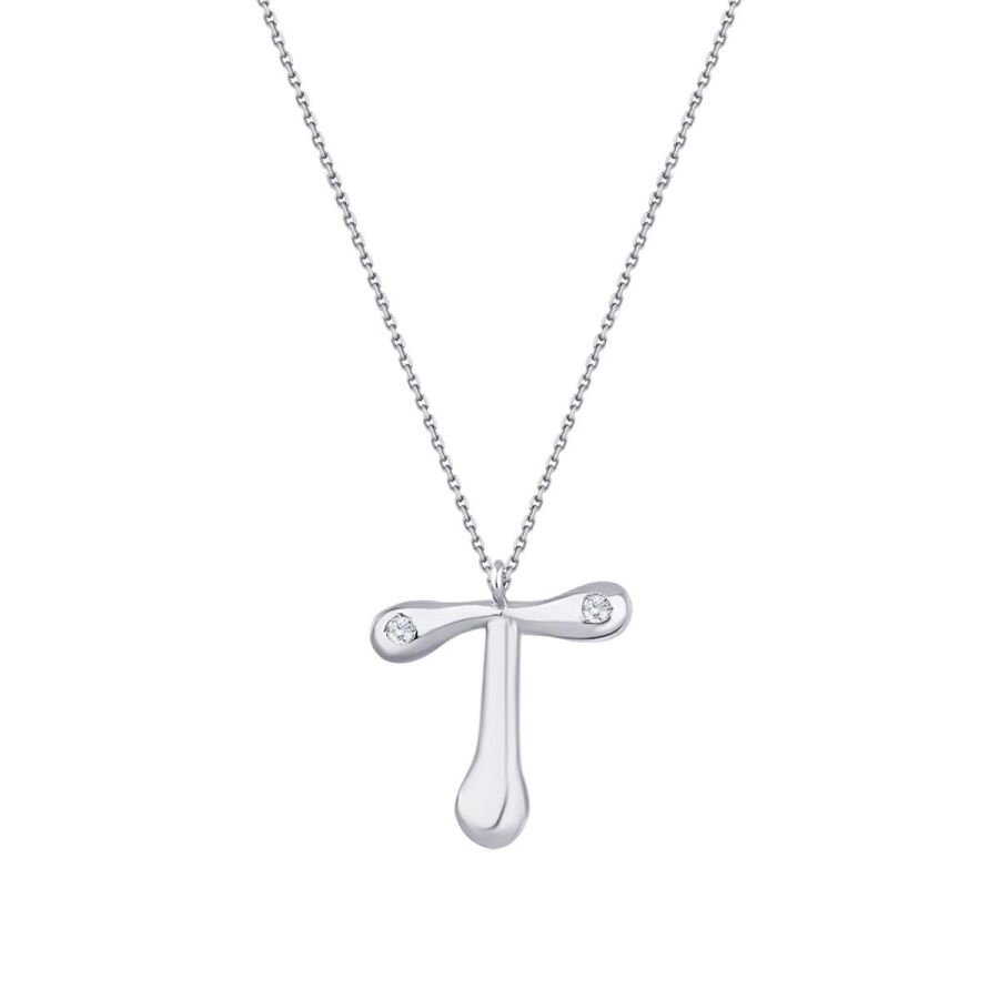0,04 Carat Diamond T Letter Necklace
