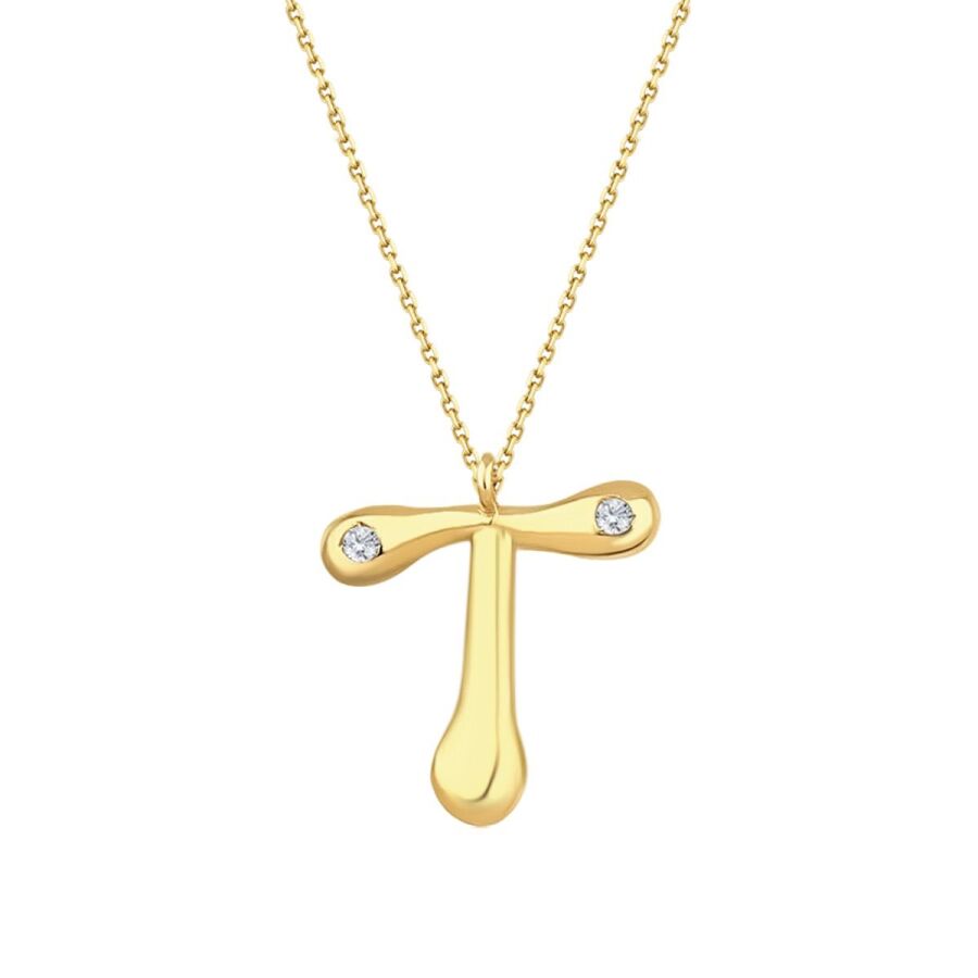 0,04 Carat Diamond T Letter Necklace