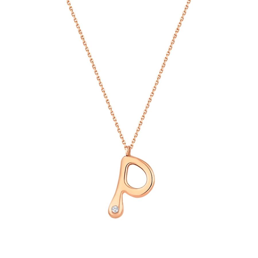 0.02 Carat Diamond Letter P  Necklace