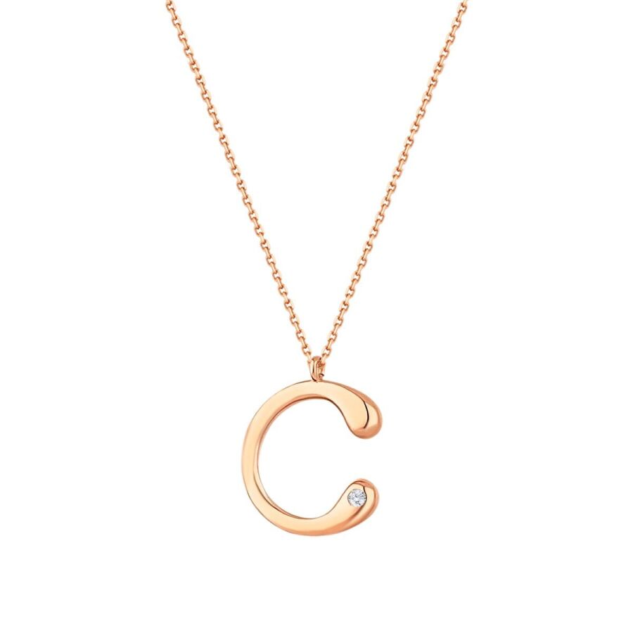 0.02 Carat Diamond Letter C  Necklace