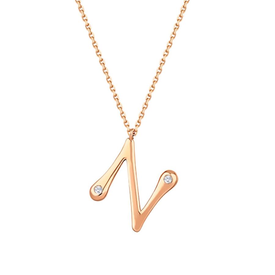 0,04 Carat Diamond Letter N  Necklace