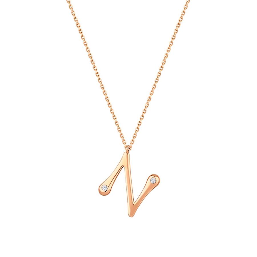 0,04 Carat Diamond Letter N  Necklace