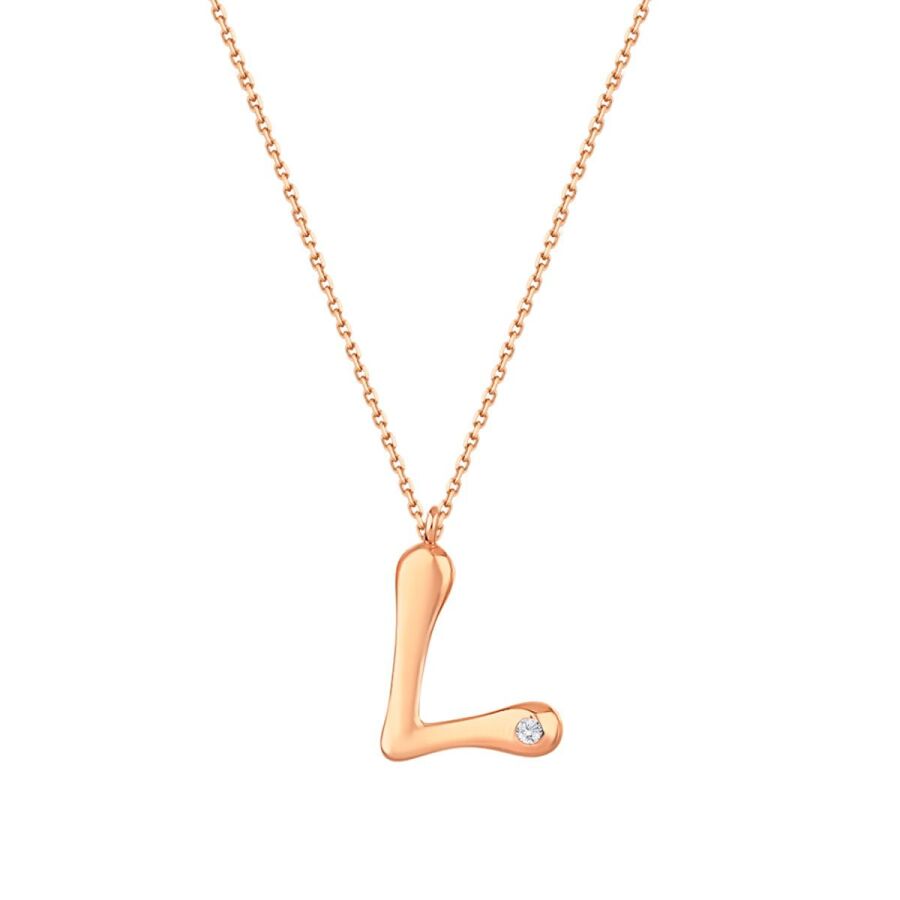 0,02 Carat Diamond Letter L  Necklace