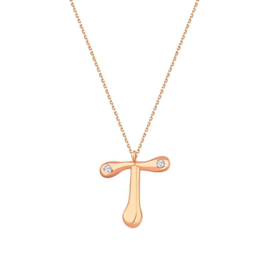 0,04 Carat Diamond Letter T  Necklace