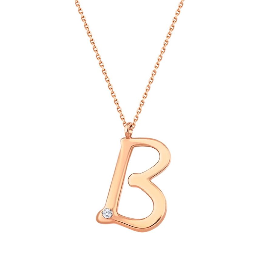 0.02 Carat Diamond Letter B  Necklace