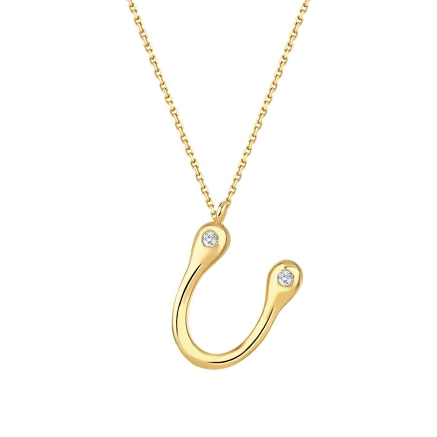 0,04 Carat Diamond U Letter Necklace