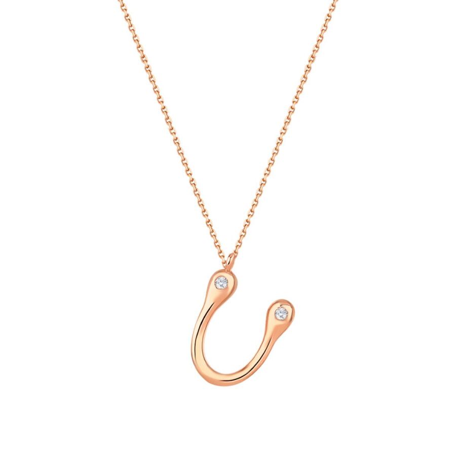 0,04 Carat Diamond U Letter Necklace