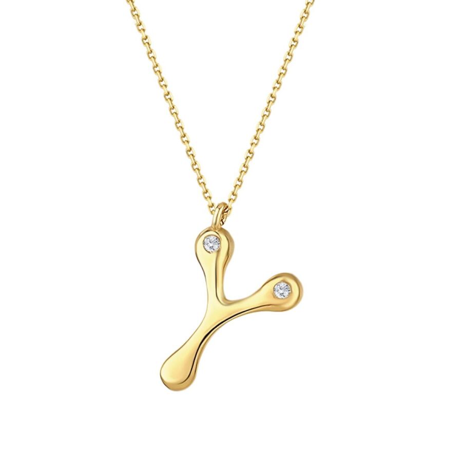 0.04 Carat Diamond Y Letter Necklace
