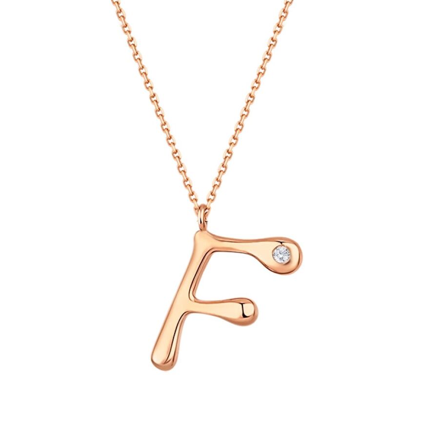0,02 Carat Diamond Letter F  Necklace