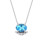 0,99 Carat Diamond Blue Topaz Necklace