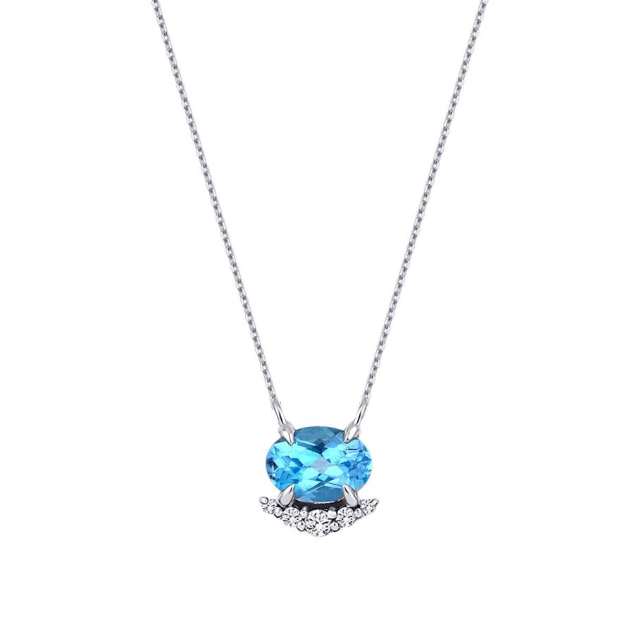 0,99 Carat Diamond Blue Topaz Necklace