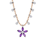 0.57 Carat Diamond Amethyst Flower Necklace