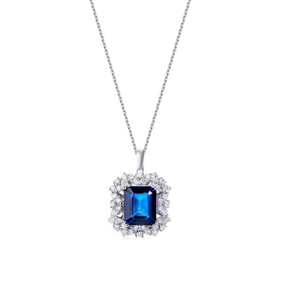 6,04 Carat Diamond Sapphire Necklace
