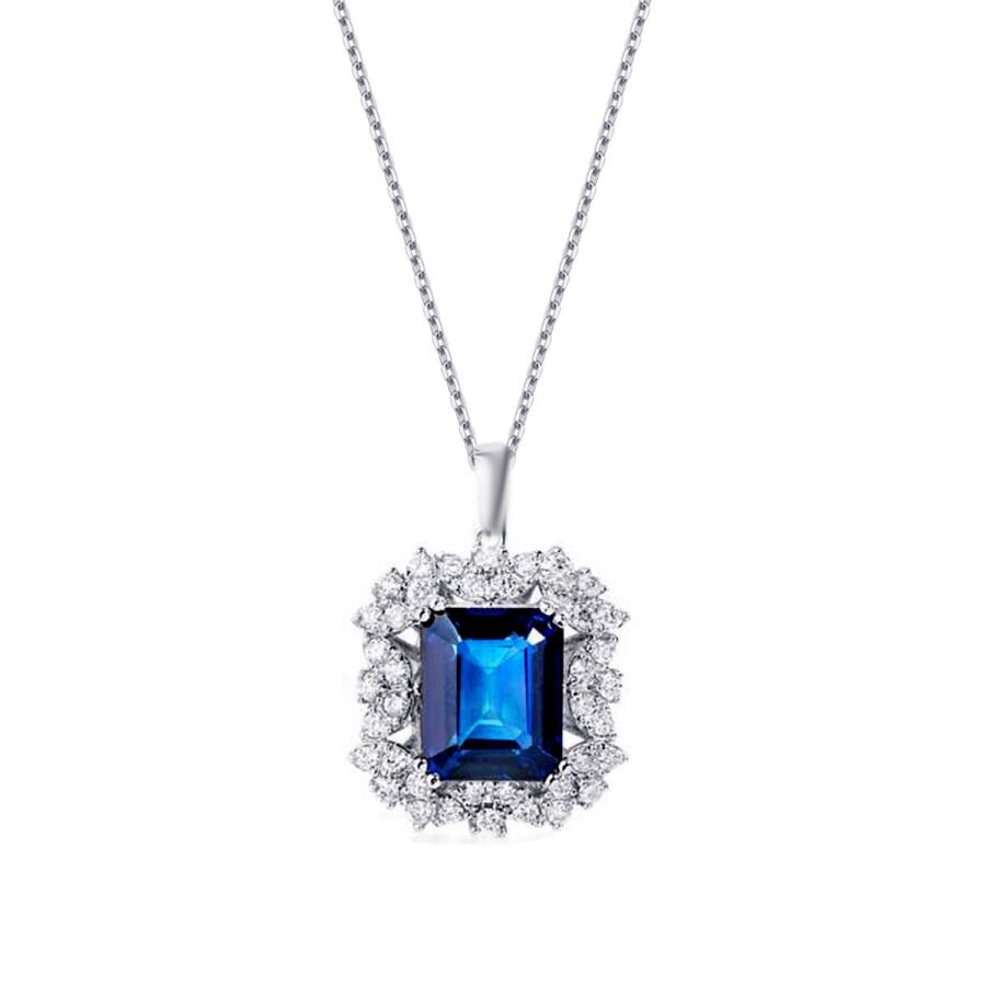 6,04 Carat Diamond Sapphire Necklace