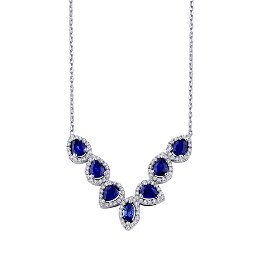 1,78 Carat Diamond Pear Sapphire Necklace