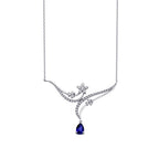 0,86 Carat Diamond Flower Sapphire Necklace