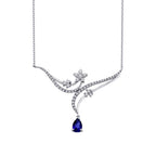 0,86 Carat Diamond Flower Sapphire Necklace
