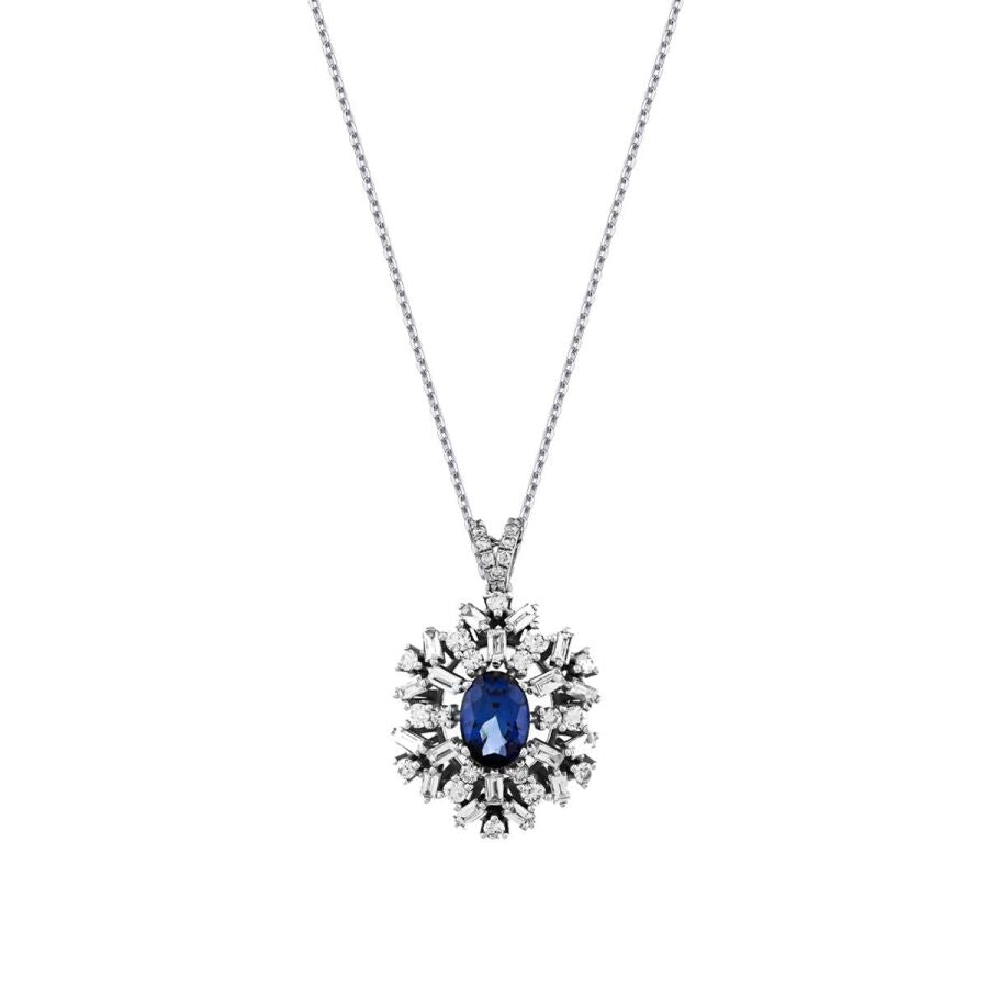 1,75 Carat Diamond Sapphire Necklace