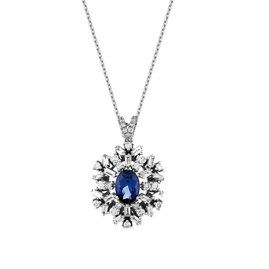1,75 Carat Diamond Sapphire Necklace