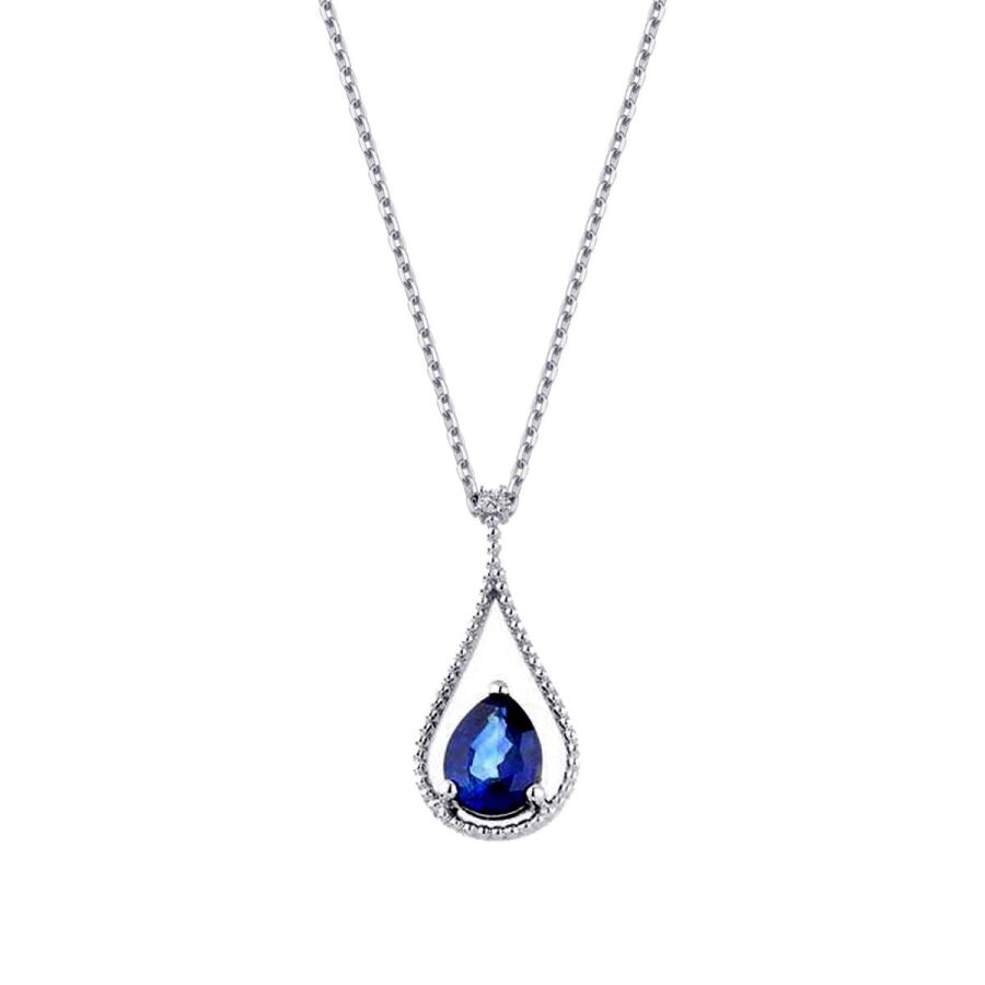 1.98 Carat Diamond Pear Sapphire Necklace