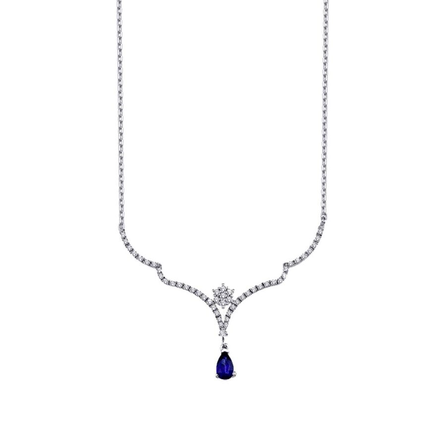 0,49 Carat Diamond Sapphire Necklace