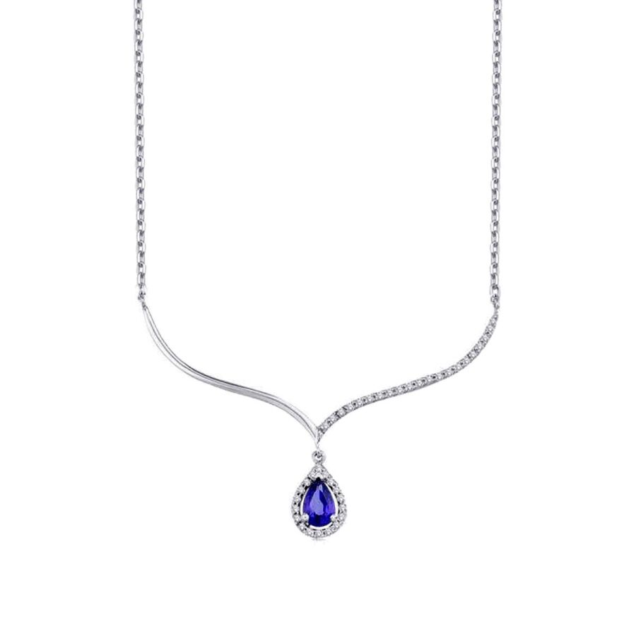 0.78 Carat Diamond Pear Sapphire Necklace