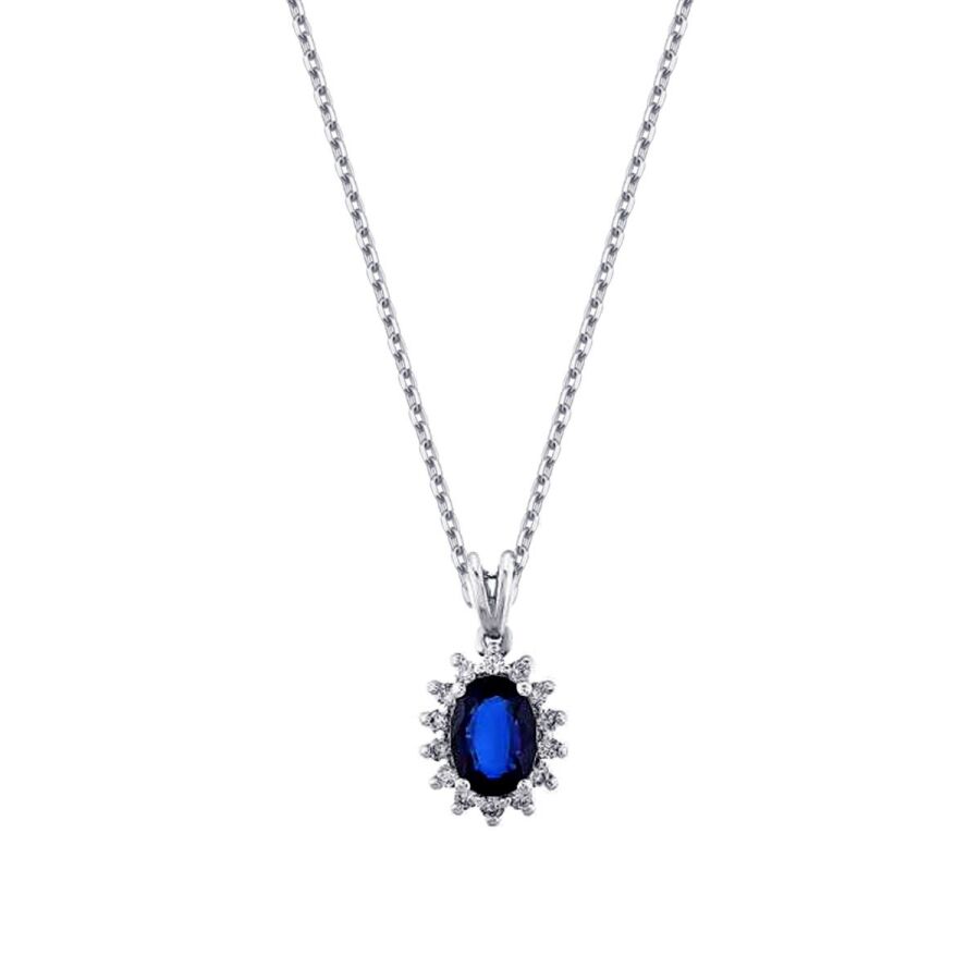 1,06 Carat Diamond Sapphire Necklace