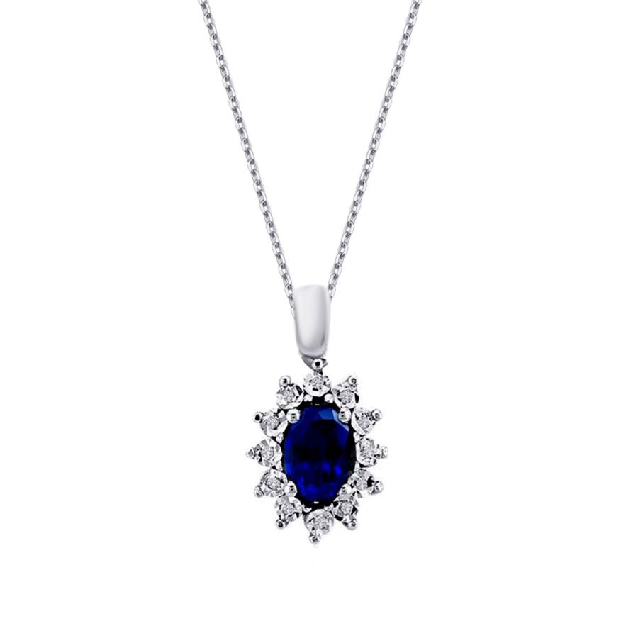 0,52 Carat Diamond Sapphire Necklace
