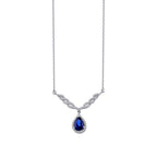 1,06 Carat Diamond Pear Sapphire Necklace