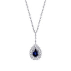 5,24 Carat Diamond Pear Sapphire Necklace
