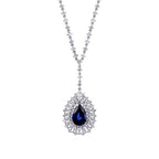 5,24 Carat Diamond Pear Sapphire Necklace