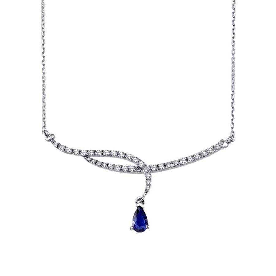 0.79 Carat Diamond Pear Sapphire Necklace