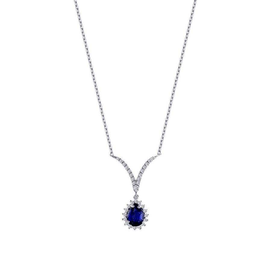0.95 Carat Diamond Sapphire Necklace