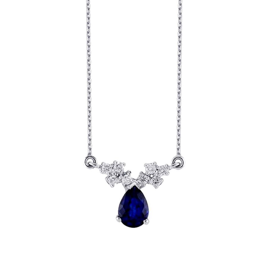 1,02 Carat Diamond Pear Sapphire Necklace