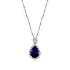 0,73 Carat Diamond Pear Sapphire Necklace