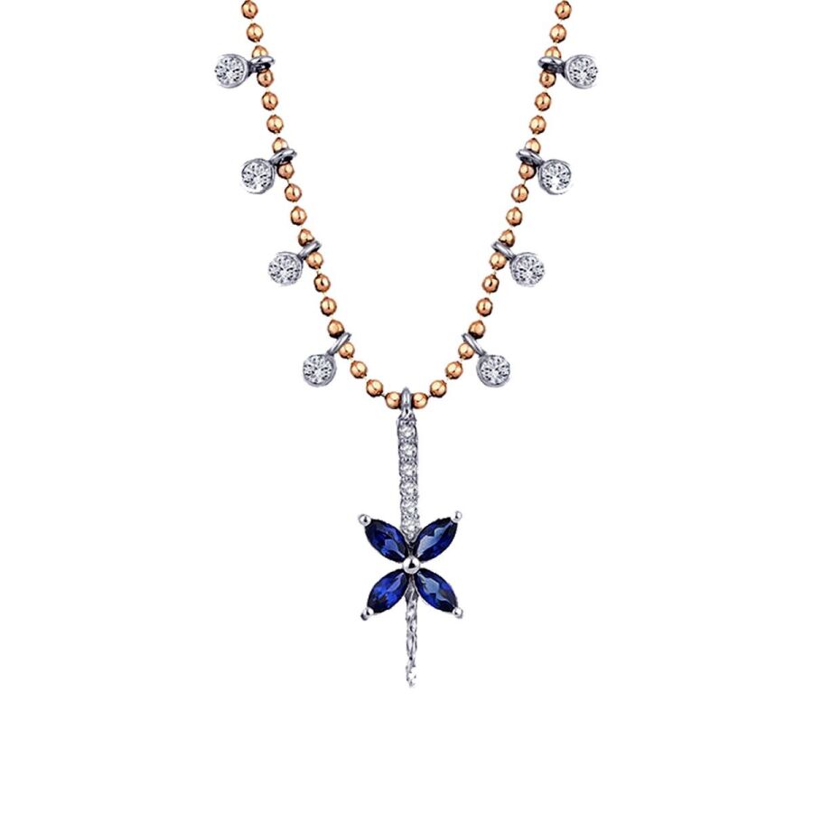0,59 Carat Diamond Sapphire Necklace