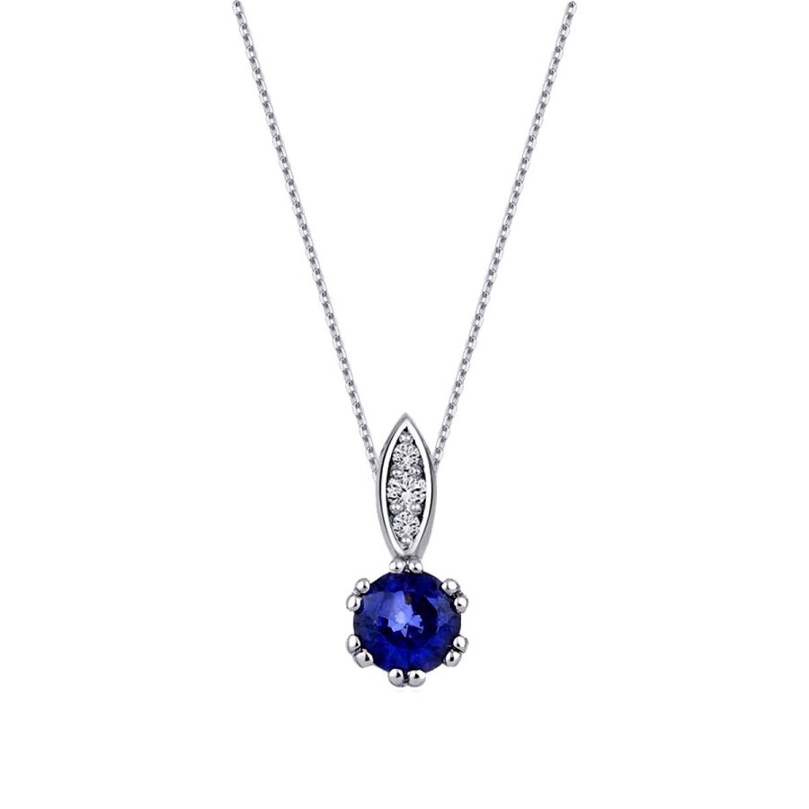 0,32 Carat Diamond Sapphire Necklace