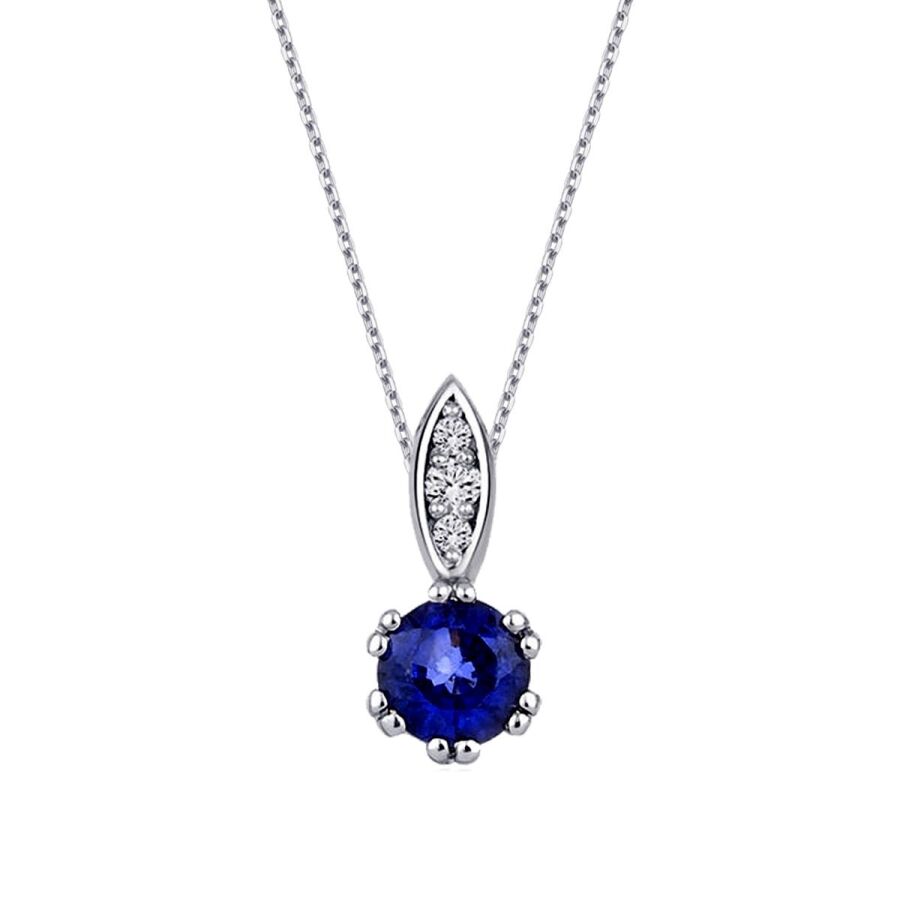 0,32 Carat Diamond Sapphire Necklace