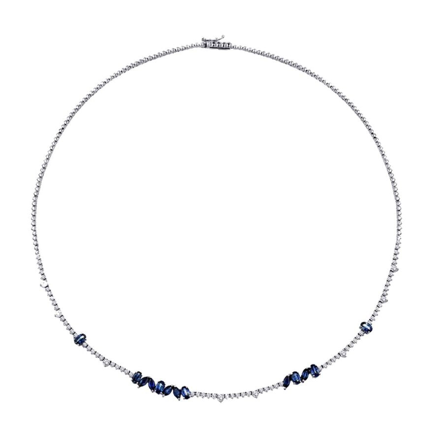 5,99 Carat Diamond Sapphire Neckband