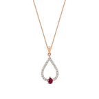 0,24 Carat Diamond Pear Ruby Necklace