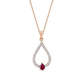 0,24 Carat Diamond Pear Ruby Necklace