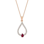 0,24 Carat Diamond Pear Ruby Necklace