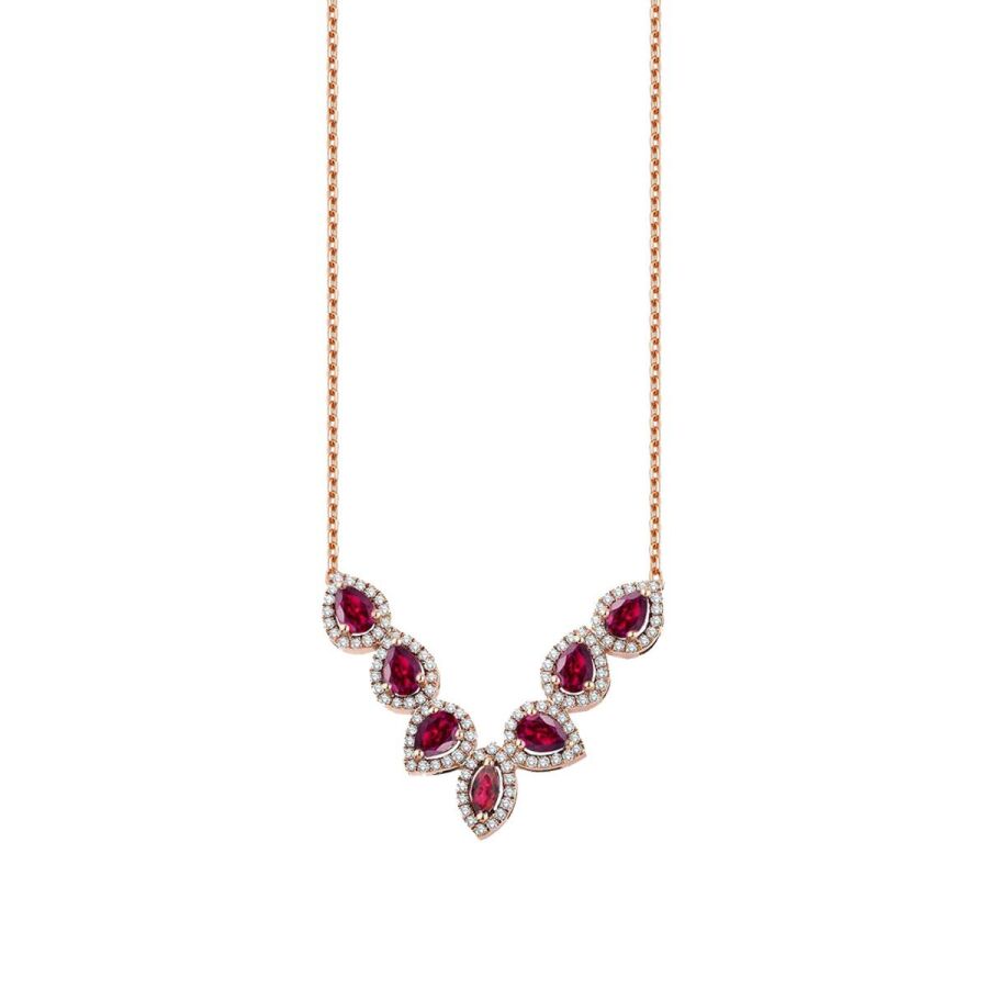 1,66 Carat Diamond Ruby Necklace
