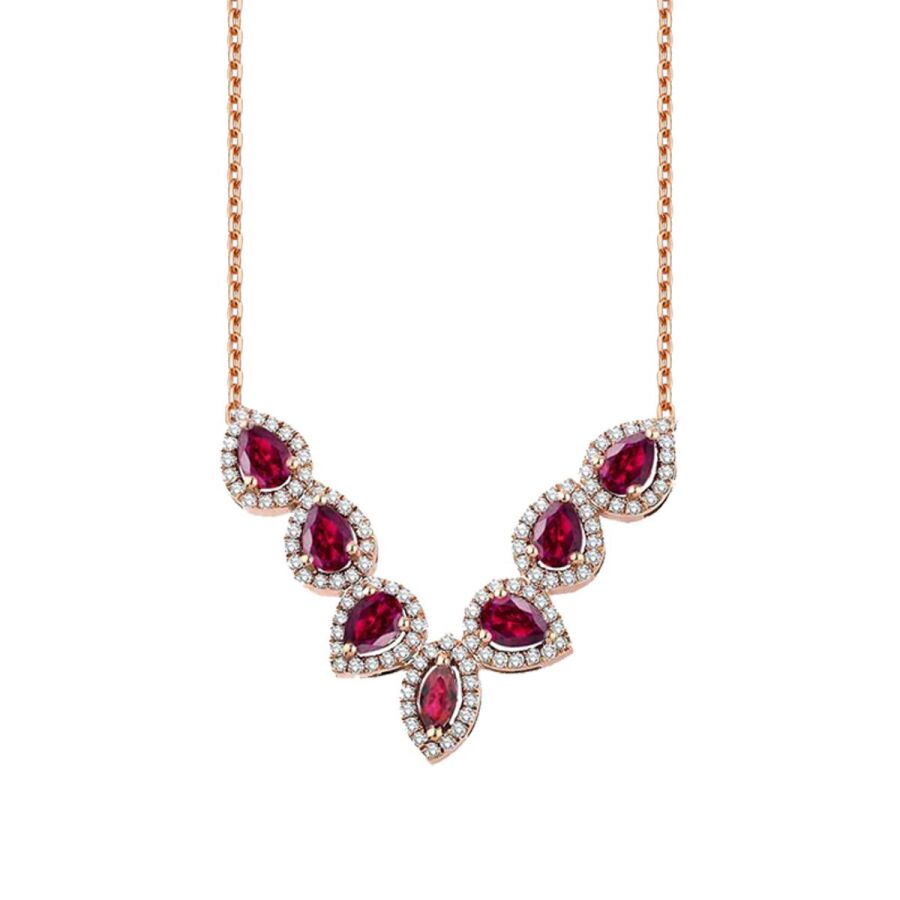 1,66 Carat Diamond Ruby Necklace