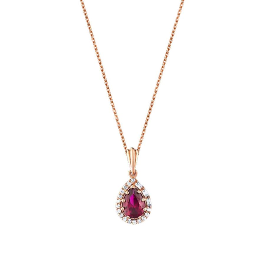1,18 Carat Diamond Pear Ruby Necklace