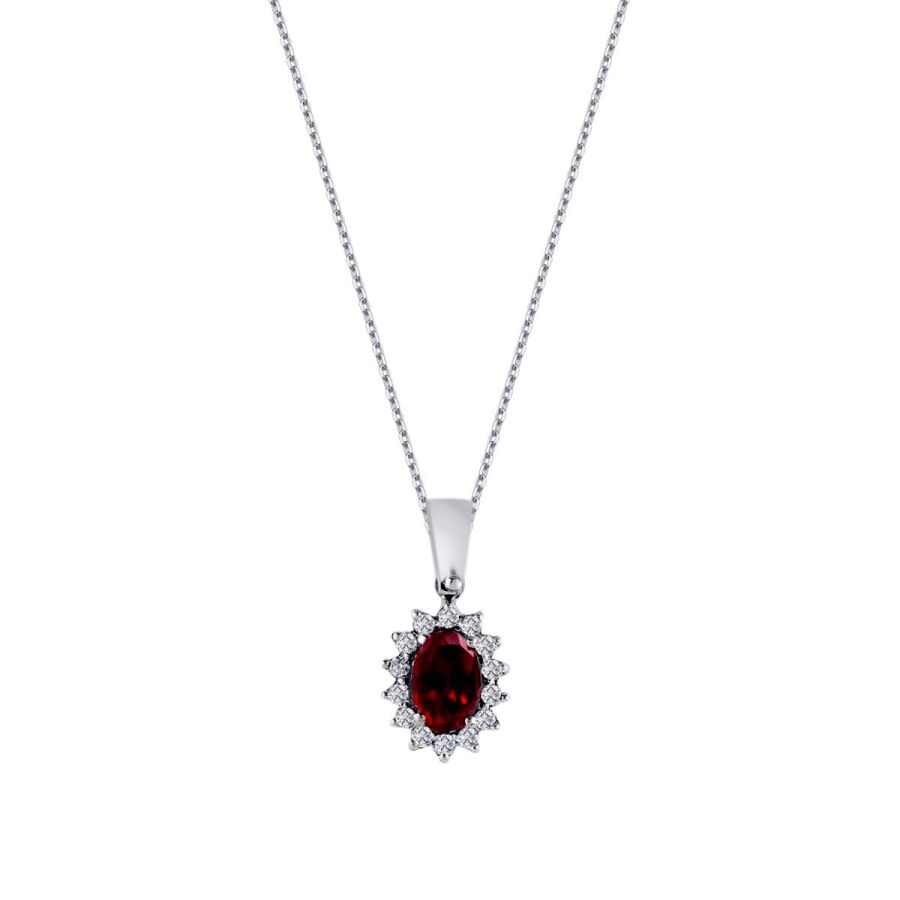 0,79 Carat Diamond Ruby Necklace