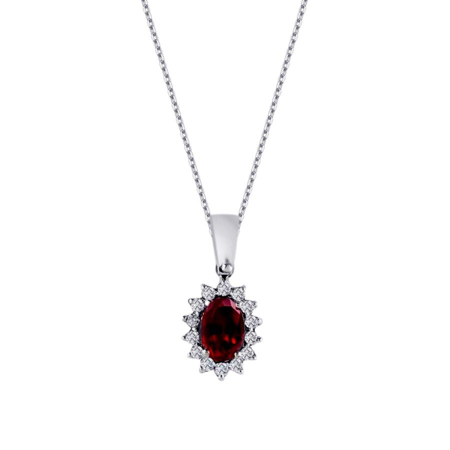 0,79 Carat Diamond Ruby Necklace